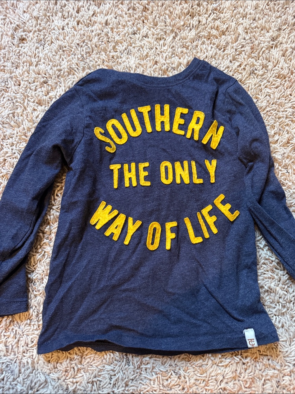 True Craft Navy Long-Sleeve Tee with Yellow Lettering